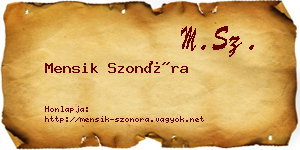 Mensik Szonóra névjegykártya